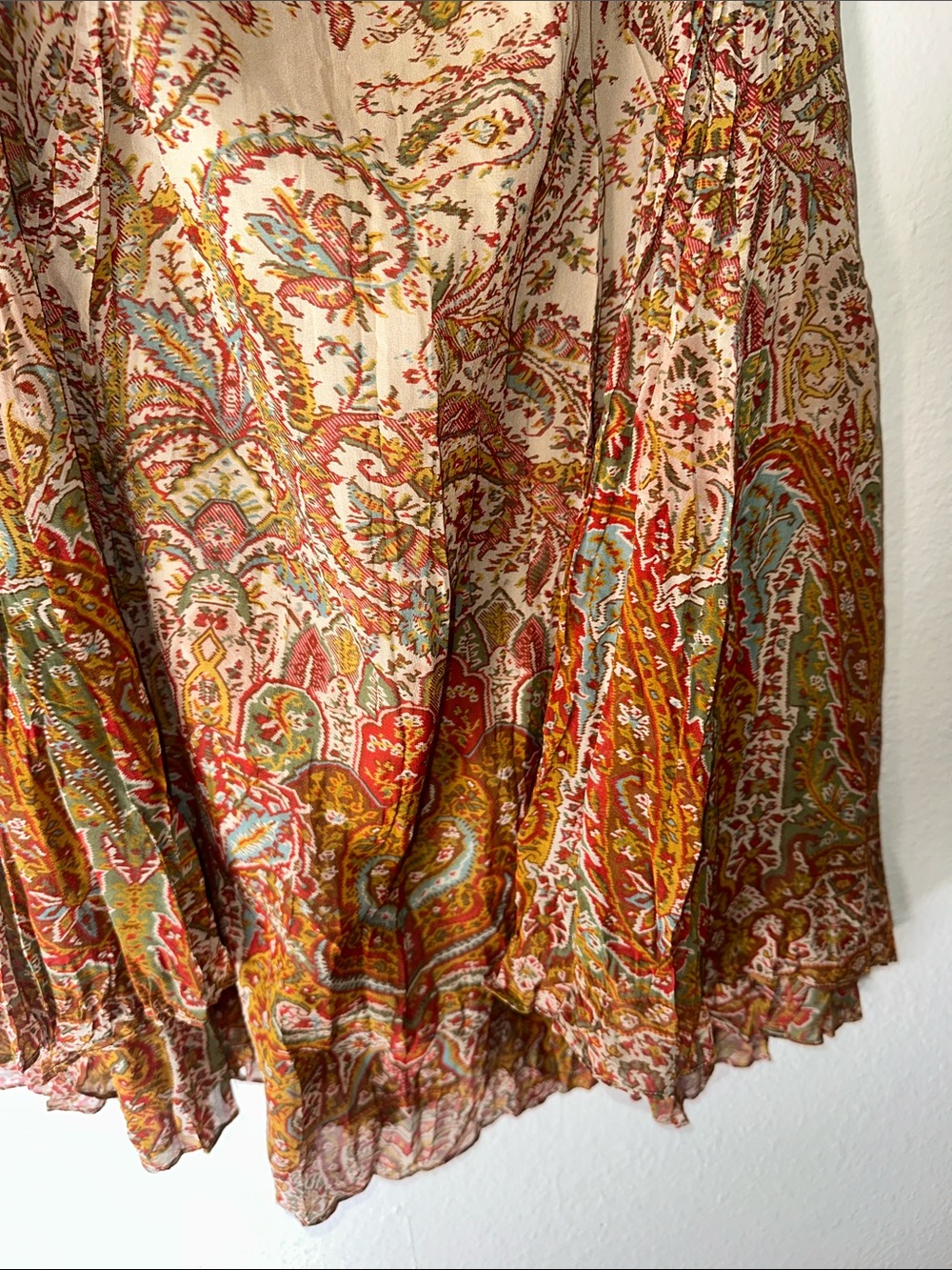 Lauren Ralph Lauren Cream Paisley Tiered Maxi Skirt with Rust & Olive Accents - Picture 4 of 5